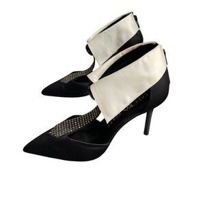 Katy Perry Adella Tie Pump Black Satin Womens 8.5 Pointed Toe Stiletto Heels